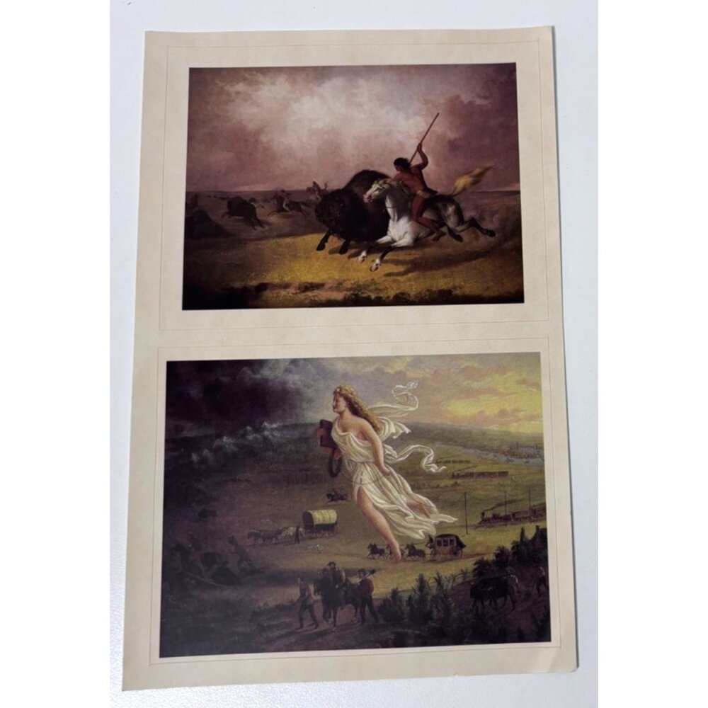 Vintage Art Prints Sticker Depicting Classic Western Scenes Native American